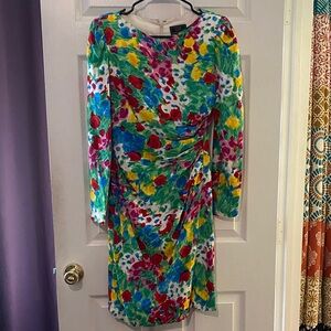 Carolina Herrera Multicolor Floral Long Sleeve Dress